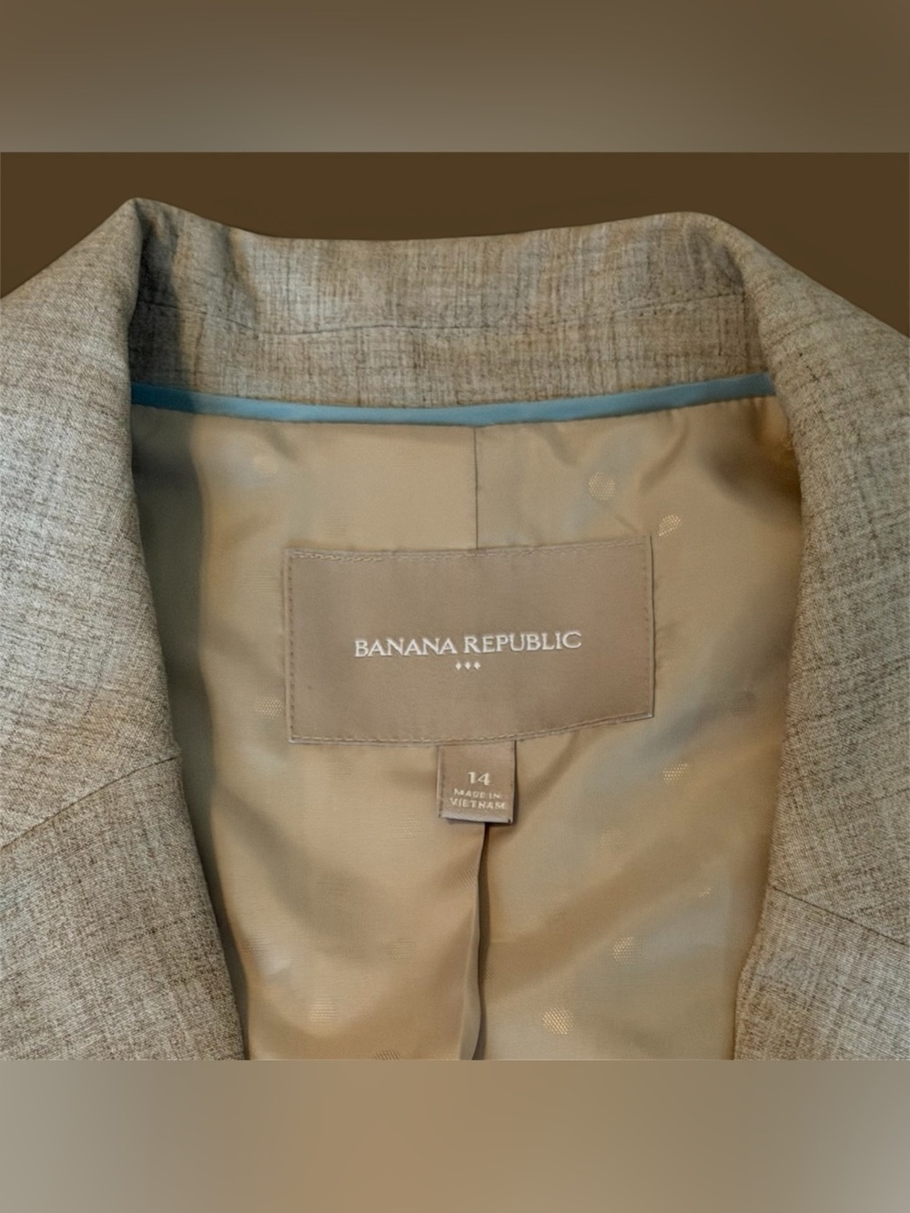 Banana Republic Light Oatmeal Fitted 2 Button Blazer Jacket Size 14 Workwear